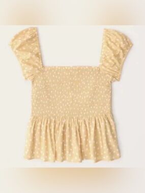 Abercrombie & Fitch Yellow Dot Smocked Top